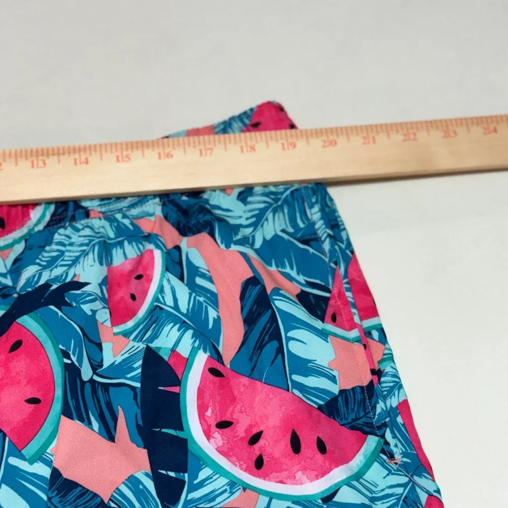 Mens Tropical Watermelon Print Swim Trunks Y2K Beachcore Summer Swim Shorts Pink